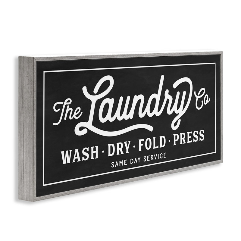 Vintage Gray Framed Laundry Sign for Bathroom