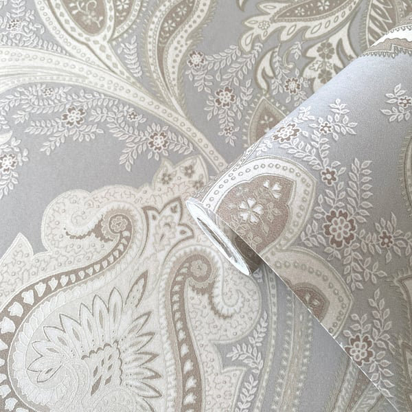 Elegance 10m x 53cm Satin Wallpaper Roll, Grey