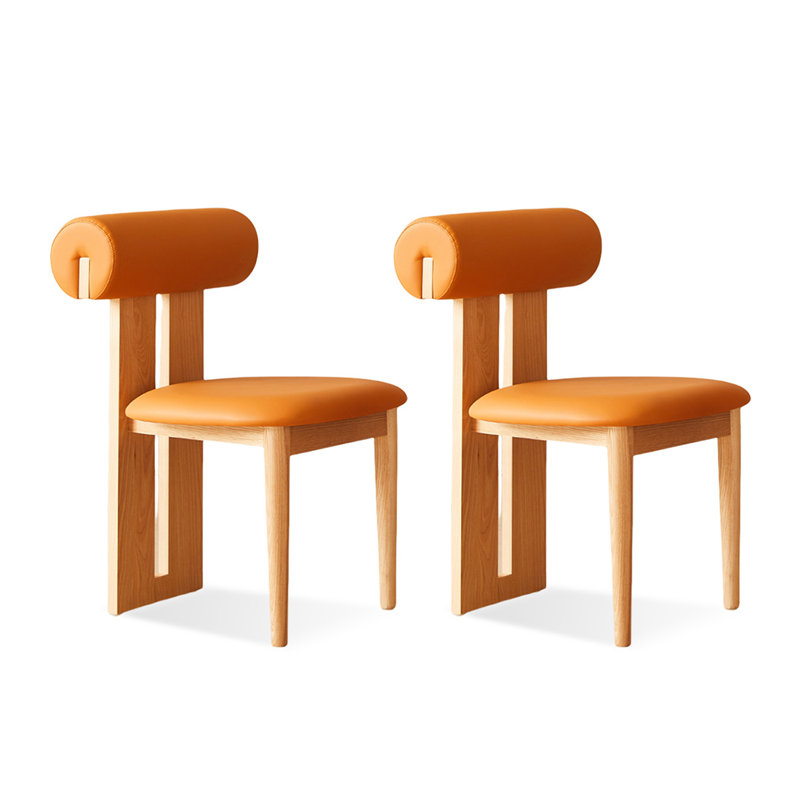 Orange Solid back side Chair(Set of 2)