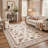 Adonis Seraph Floral Machine Washable Beige / Green / Pink Indoor Area Rug with Non-Slip Backing-1539988601