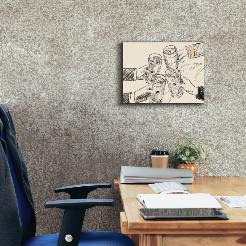 «Cheers People» par Andreas Magnusson, art mural sur toile, H 12 po x l 16 po x P 0,75 po