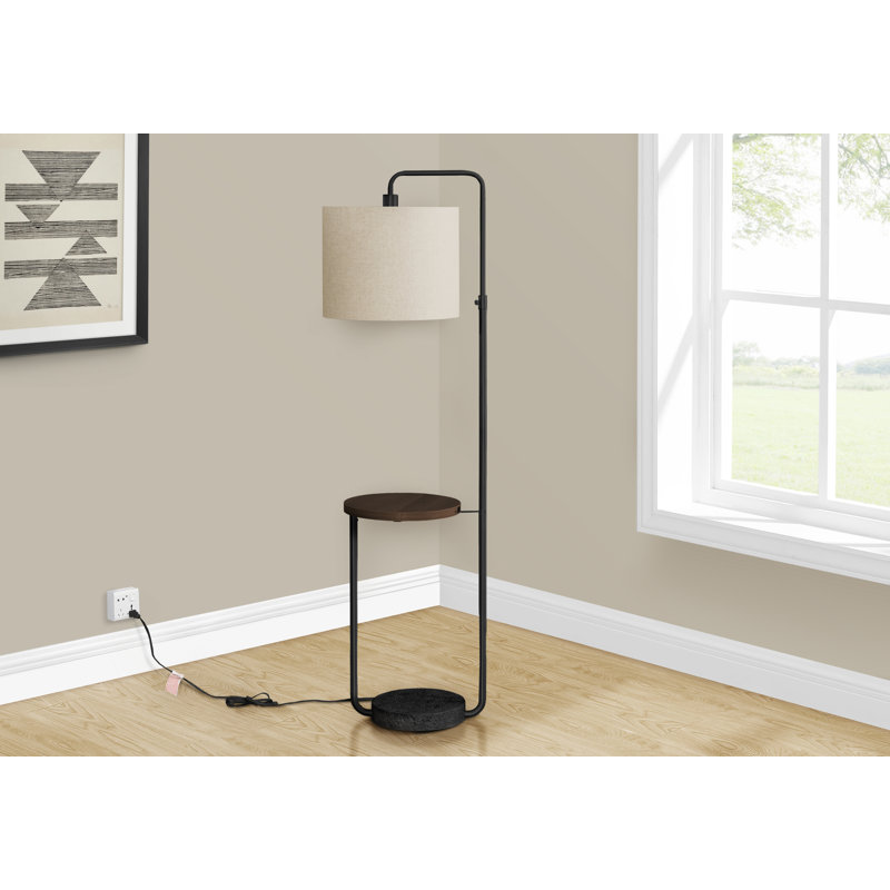 Lighting, Floor Lamp, Usb Port Included, Metal, Ivory / Cream Shade, Contemporary, Black