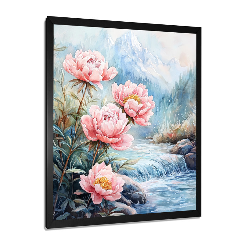 Gitza - art mural floral, H 20 po x l 12 po, Reproduction encadrée d'une seule photo, Noir, noir, noir, noir