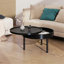 Table basse ronde moderne avec plateau rotatif en bois avec rangement et pieds en métal-404358672