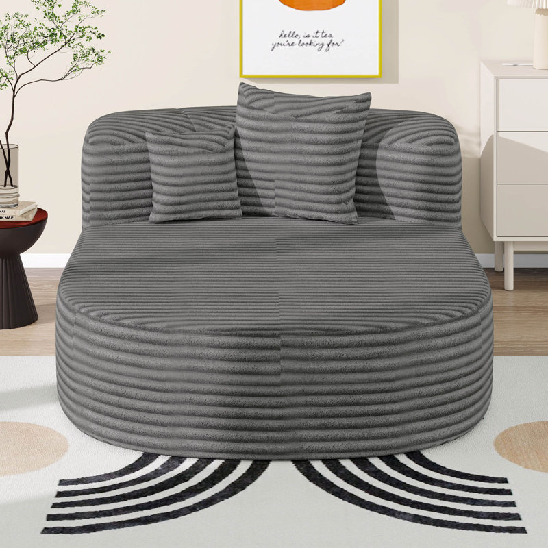 Méridienne intérieure 51,6 po, canapé-lit rembourré sans os, canapé à compression avec deux coussins de soutien, Gris