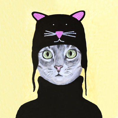 Chat avec chapeau de chat - Peinture