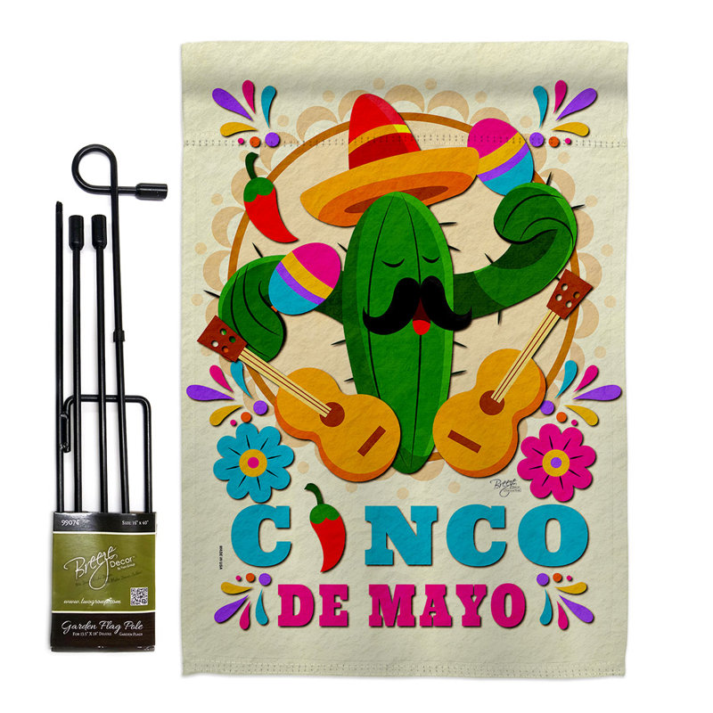 Double Sided 222'' H x 156'' W Polyester Cinco De Mayo Flag Set