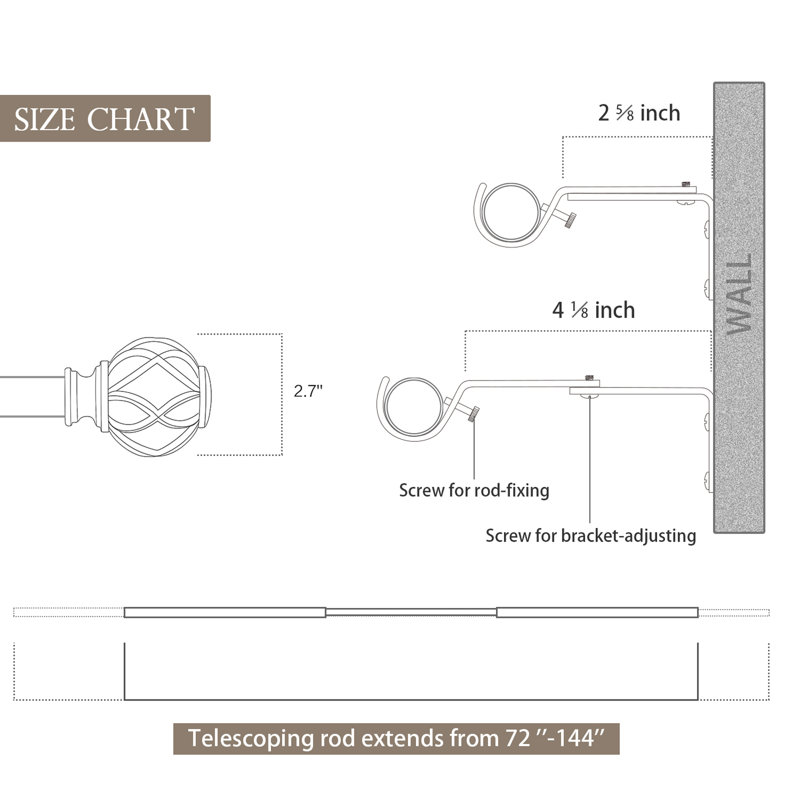 Ballou Adjustable, Antique Bronze, 71" - 143"
