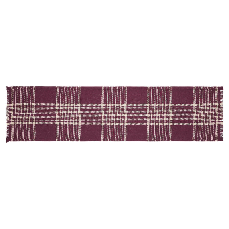 Vantha Rectangle Plaid 70% Cotton / 30% Cotton Polyester Blend Table Runner, 48" L x 12" D