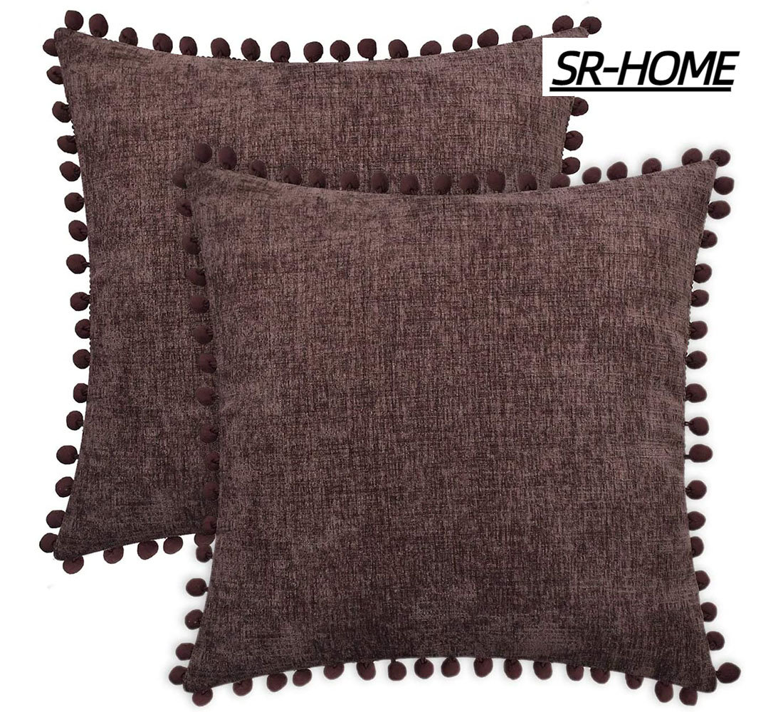 Bror Pom-Poms Throw Pillow (Set of 4) Dakota Fields Fill Material: Pillow Cover Only - No Insert, Color: Dark Blue, Size: 18 x 18