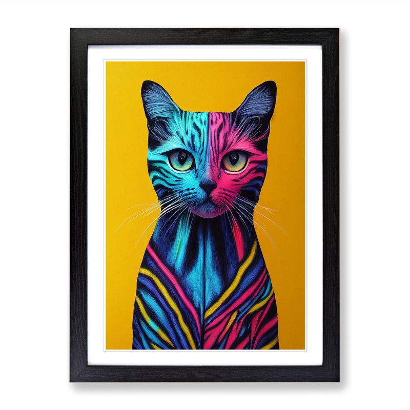 Cat Art Pastels - Picture Frame Print, 46cm H x 34cm W, Oak Framed