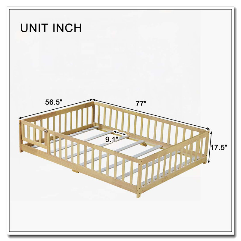 Lit en bois, Naturel, Lit double