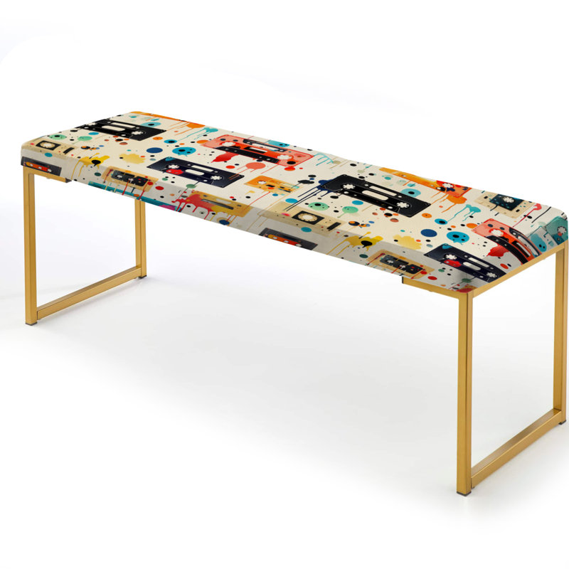 Motif de cassettes Graffiti Pop Art - Banc abstrait tapissier doré