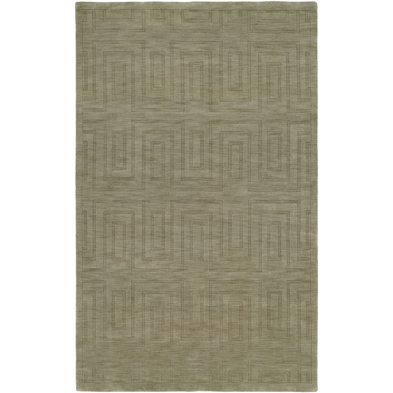 Tapis décoratif gris en laine fabriqué à la main à motif géométrique, 9 pi x 12 pi