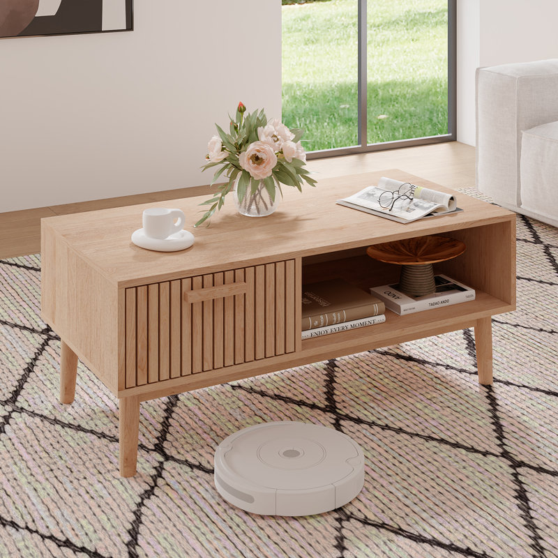 Table basse 39 "en bois avec tiroir