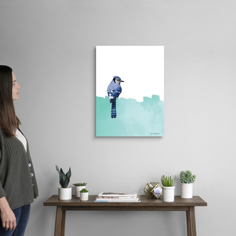 Oiseau sur bleu-reproduction d’art sur toile, Toile tendue, H 24 po x l 18 po x 1,25 po