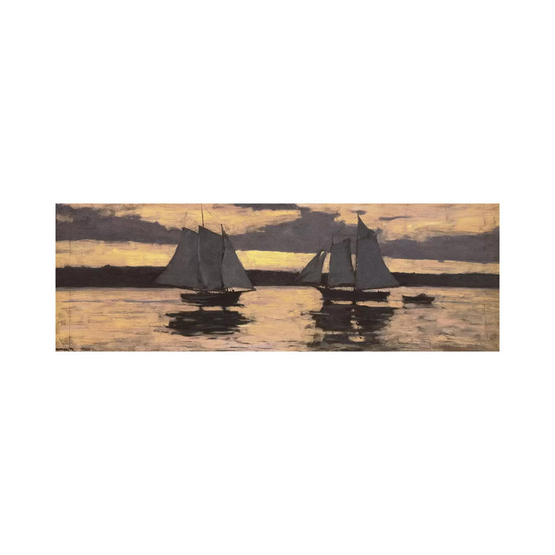 GloucesterMackerel Fleet At Sunset by Winslow Homer - Wrapped Canvas Panoramic Painting, 30.48 cm H x 91.44 cm W x 1.91 cm D