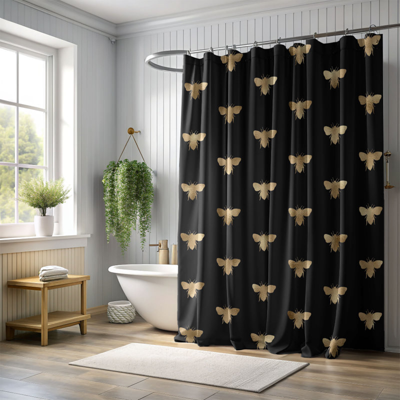 Rideau de douche standard 1 pièce Gold Grace, H 74 po x l 35 po