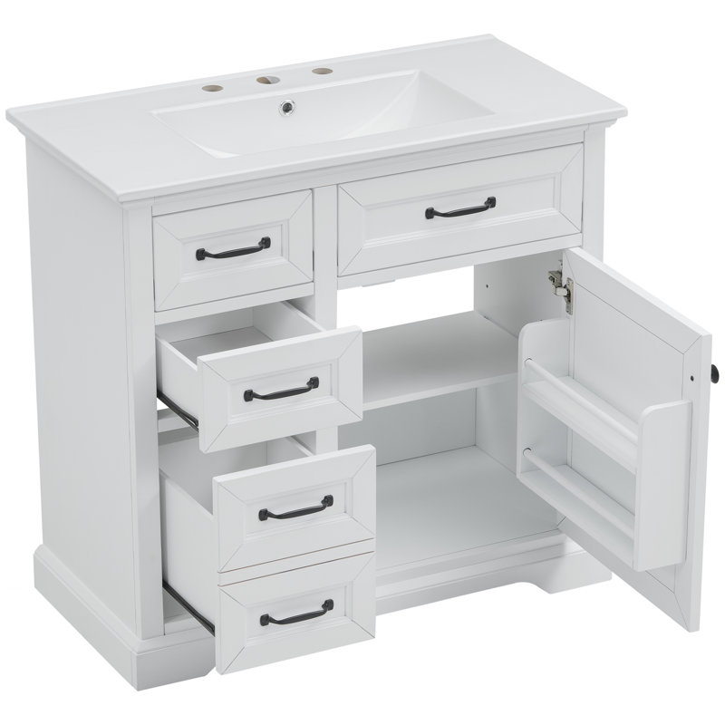 Meuble-lavabo 36 po avec comptoir en céramique, Blanc