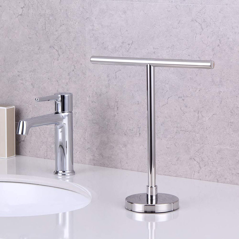 Porte-essuie-mains autoportant en acier inoxydable pour meuble-lavabo de comptoir de salle de bain, finition polie, antirouille et durable