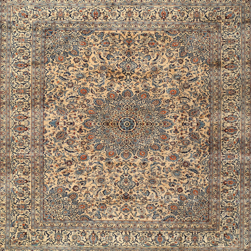 Tapis crème / sud-ouest en laine Laisha, Carré 8 pi