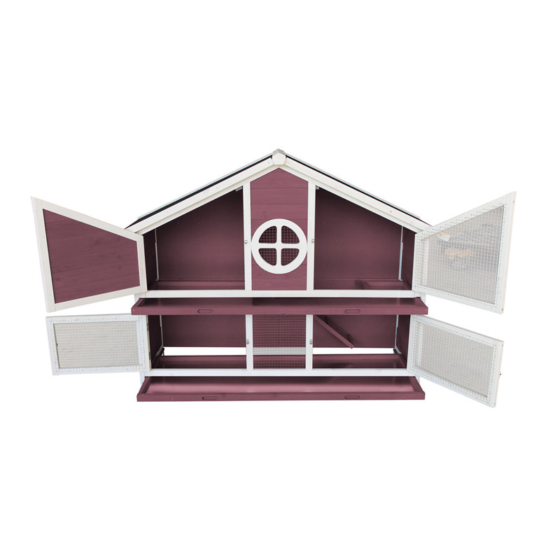 Cage à lapin avec rampe Silverstri, Rouge