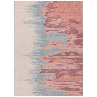 Meleya Coral Washable Indoor-Outdoor Rug - 