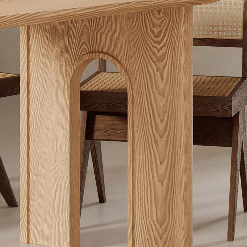 Table de salle à manger ronde en bois massif, H 29,5 po x l 70,9 po x P 31,5 po, 7 pièces : table, 6 chaises