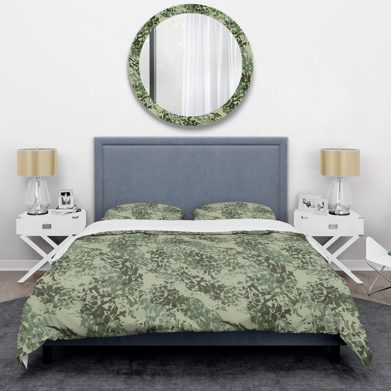Ensemble de housse de couette tendance et camouflage vert, Housse de couette pour grand lit et 2 taies décor