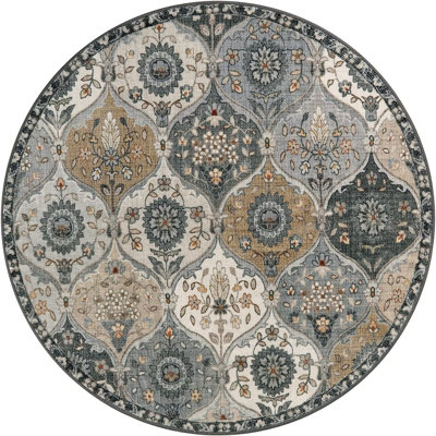 Moroccan Kitchen Rug, Ultra-Thin Soft Washable Oriental Non-Slip Hallway Rug Indoor Throw Carpet For Entryway Bedroom Laundry Room Foyer, Grey