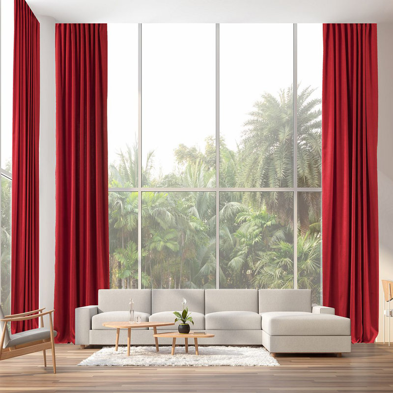Room Darkening Single Curtain Panel, 130cm Width x 450cm Drop, Red