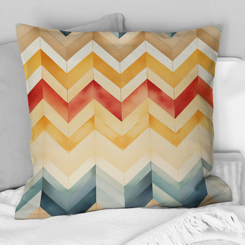 Coussin décoratif rétro à motif de chevrons ivoire rétro Boho, H 16 po x l 16 po