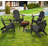 Black Back-Adjustable HDPE Patio Folding Adirondack Chair
