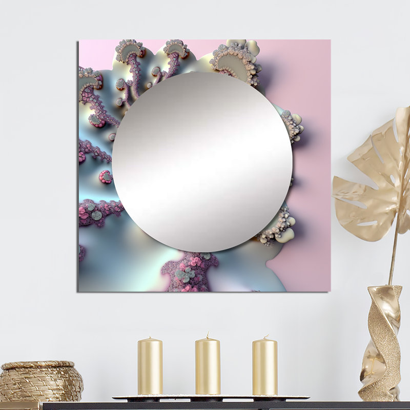 Fractal Pastel Universe III - Art mural miroir carré pour salle de bain, 36 po x 36 po