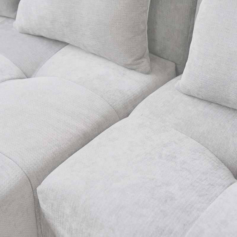 Canapé modulaire rembourré en lin 3 pièces Crumley, Blanc