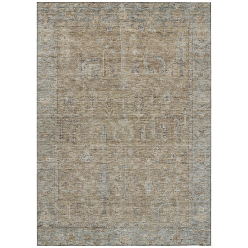 Zia Brown Washable Indoor-Outdoor Rug - , 8' x 10'