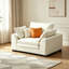 Chaise avec accoudoirs en velours blanc crème