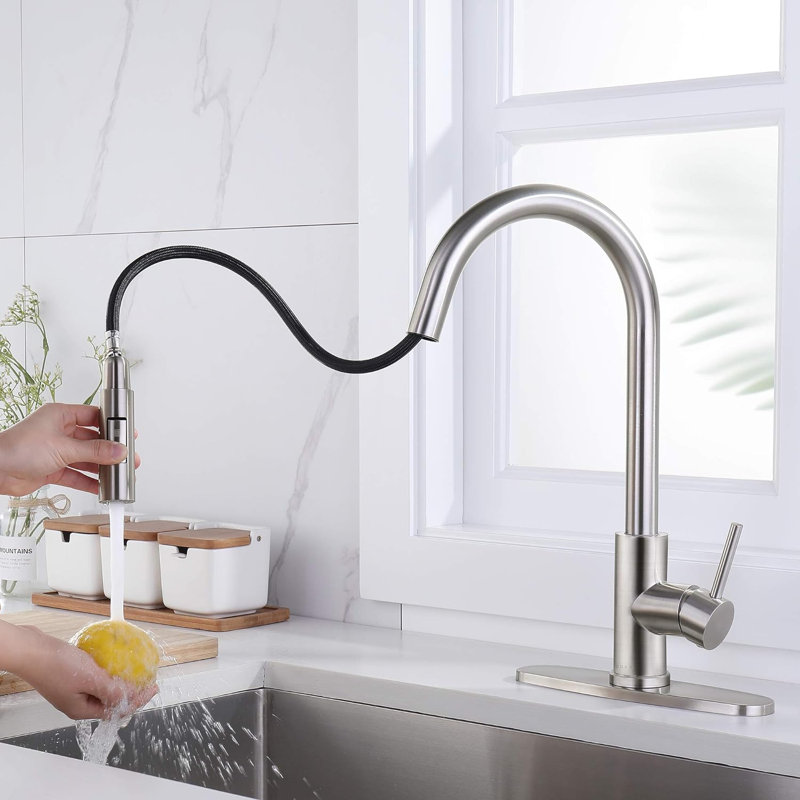 Robinet de cuisine rétractable Allora USA, Nickel brossé
