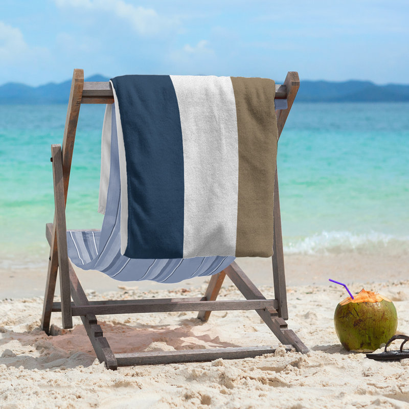 Beach Towel, Off White/Blue/Gray