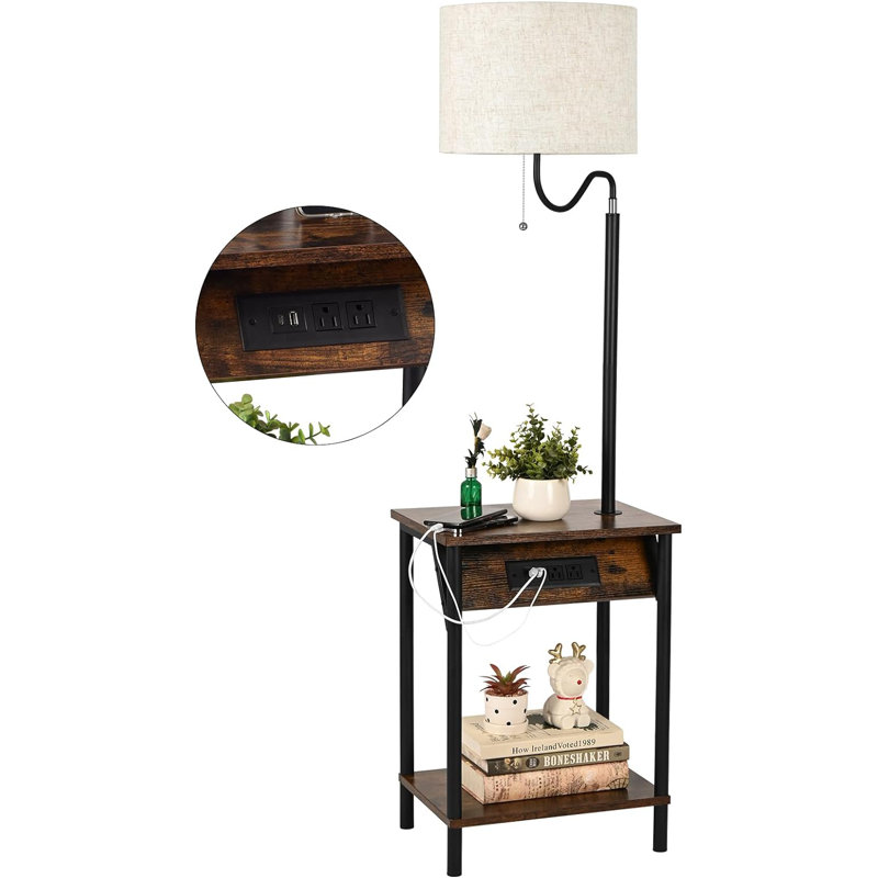 Dugway 57.1'' Tray Table Floor Lamp with USB and Outlet