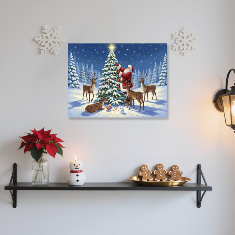 «Tree Reindeer», art mural sur toile, H 24 po x l 36 po