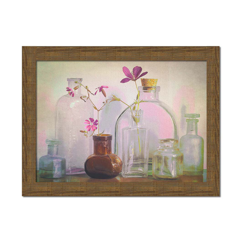 Bottles on the Bureau by Hal Halli. Paper Print - Mounted & Framed with Clear Acrylic, image size - 30x40, 34'' H x 44'' W