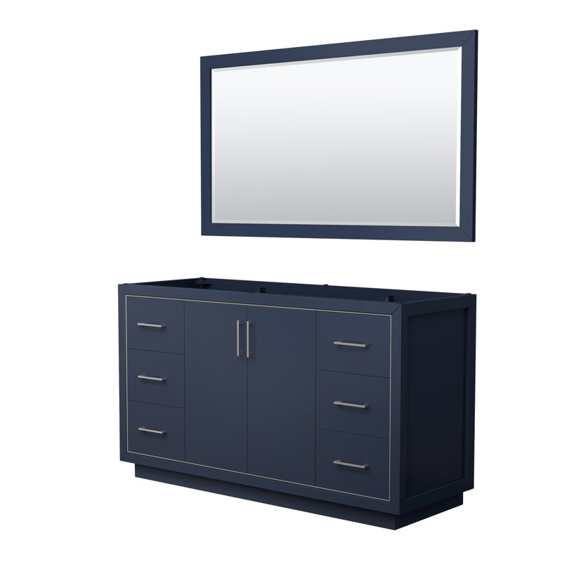 Base de meuble-lavabo simple 59,25 po Icon et miroir seulement, Bleu foncé