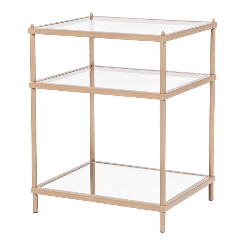 Florentine Glass Top End Table, Champagne