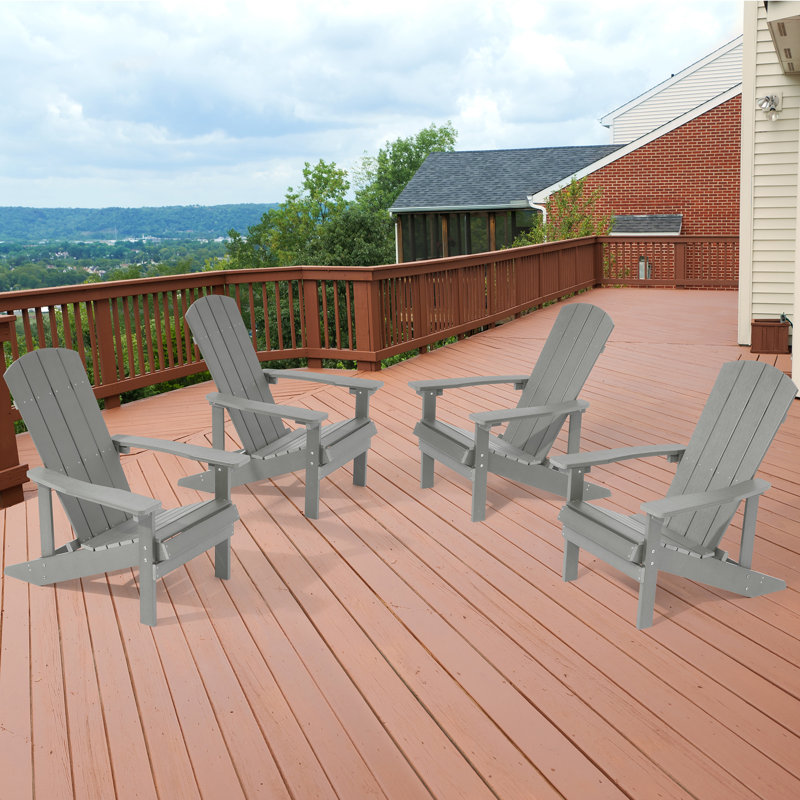 Chaise Adirondack en plastique Bergenfield, Gris clair