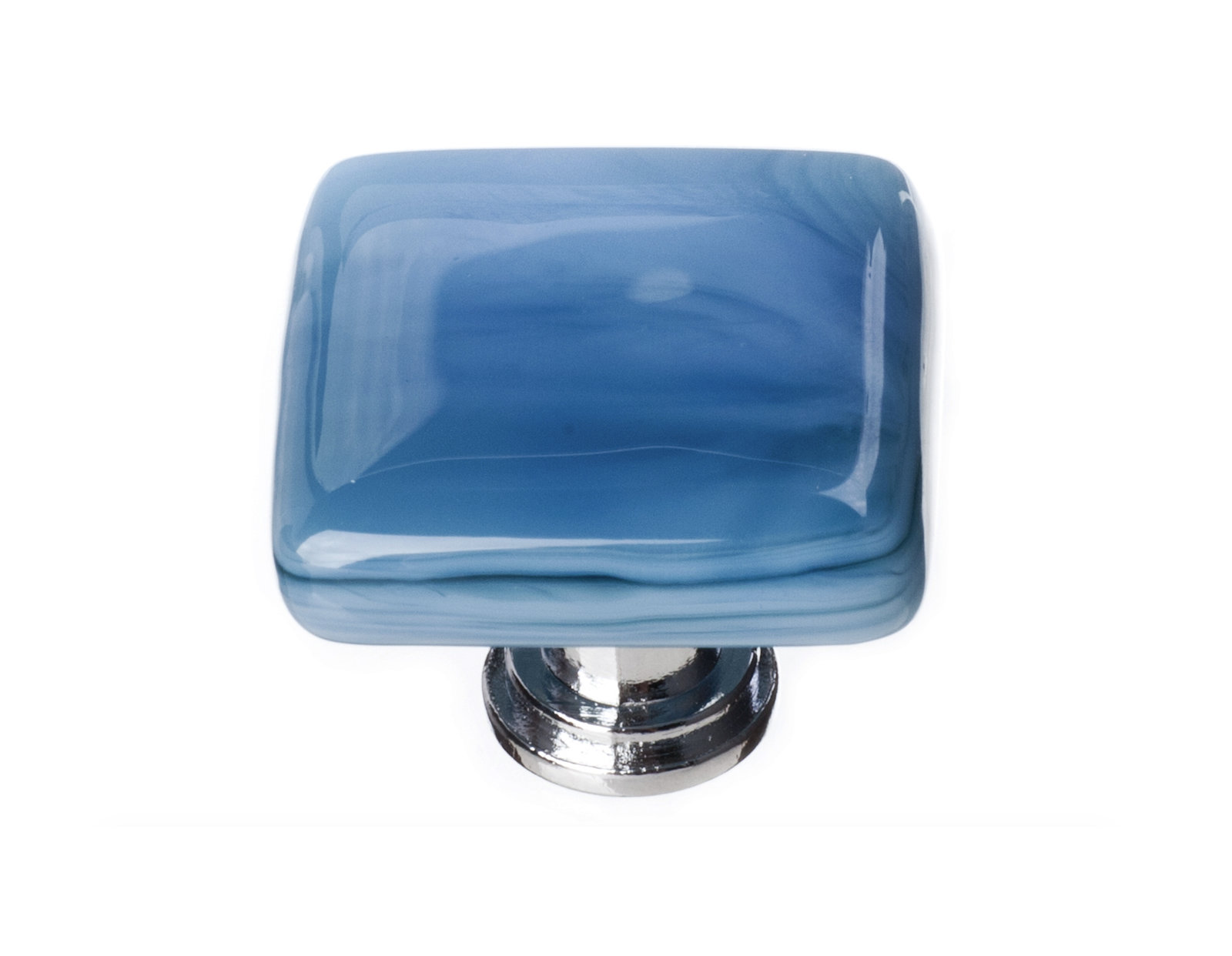 Cirrus Square Cabinet Knob, Marine Blue, Polished Chrome