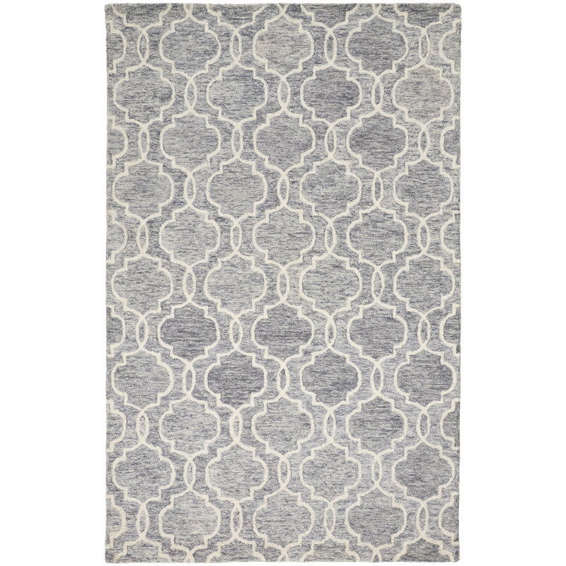 Tapis gris anthracite en laine / coton touffeté à la main Burgos, Rectangle de 10 pi x 14 pi