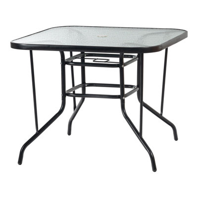 Square Outdoor Dining Table With Umbrella Hole , 90cm cm W 90cm cm D