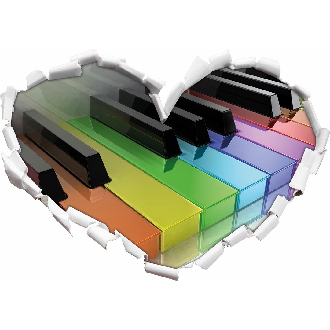 Wandtattoo Piano Rainbow Colours, Bunte Klaviertasten