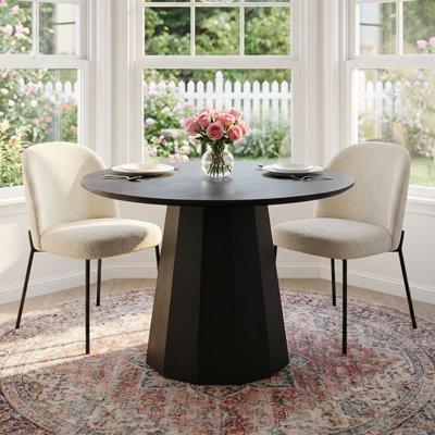 Table de salle à manger moderne moderne 46 "en bois avec piédestal en bois massif